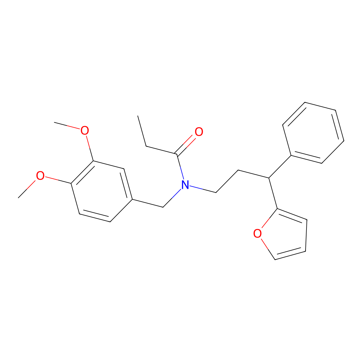 N-[(3,4-dimethoxyphenyl)methyl]-N-[3-(furan-2-yl)-3-phenylpropyl]propanamide molecular structure, CAS 395666-92-9