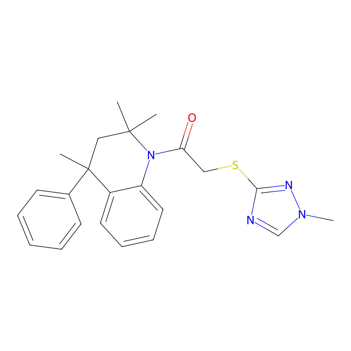2-[(1-methyl-1,2,4-triazol-3-yl)sulfanyl]-1-(2,2,4-trimethyl-4-phenyl-3H-quinolin-1-yl)ethanone molecular structure, CAS 395666-98-5