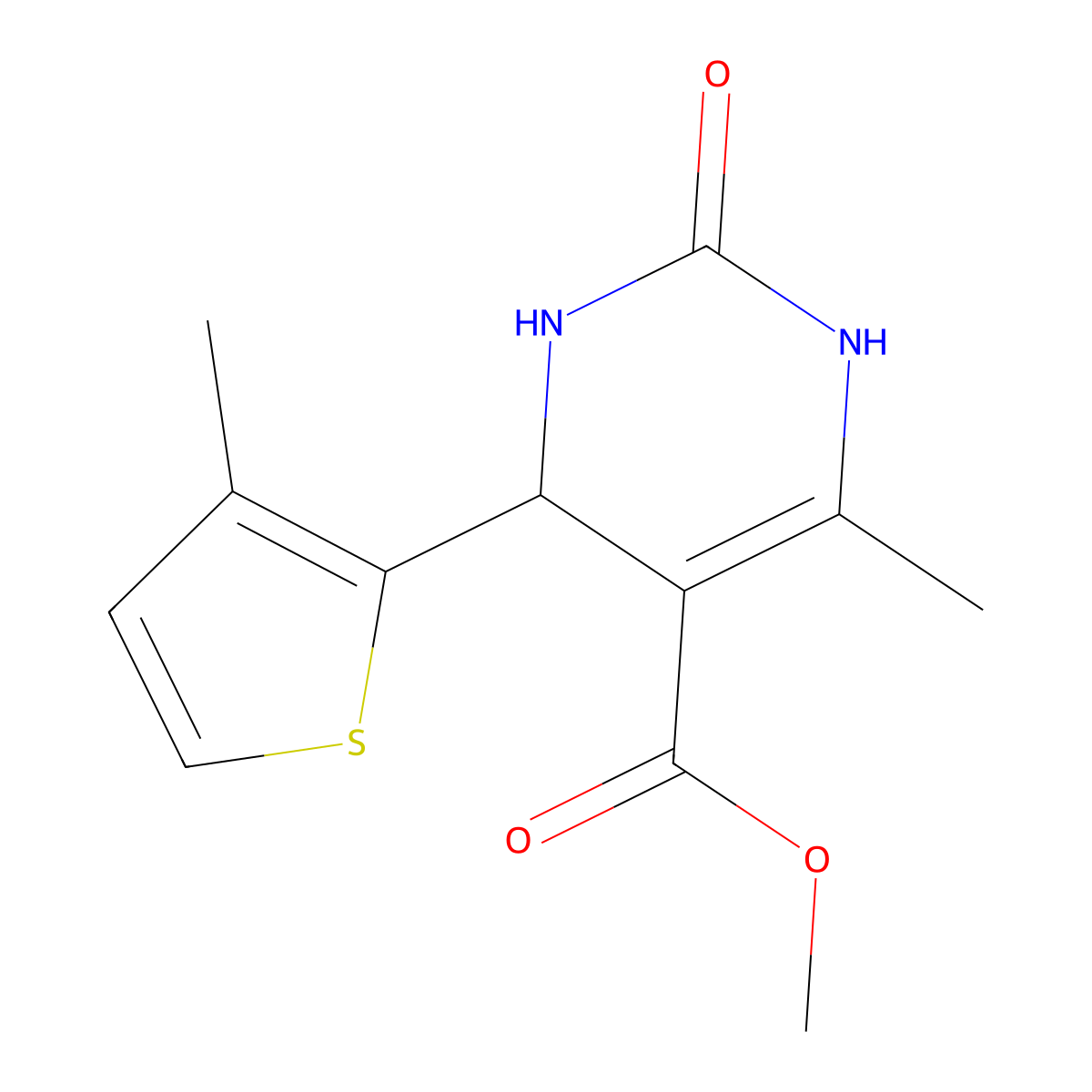 5-Pyrimidinecarboxylicacid,1,2,3,4-tetrahydro-6-methyl-4-(3-methyl-2-thienyl)-2-oxo-,methylester(9CI) molecular structure, CAS 395680-71-4
