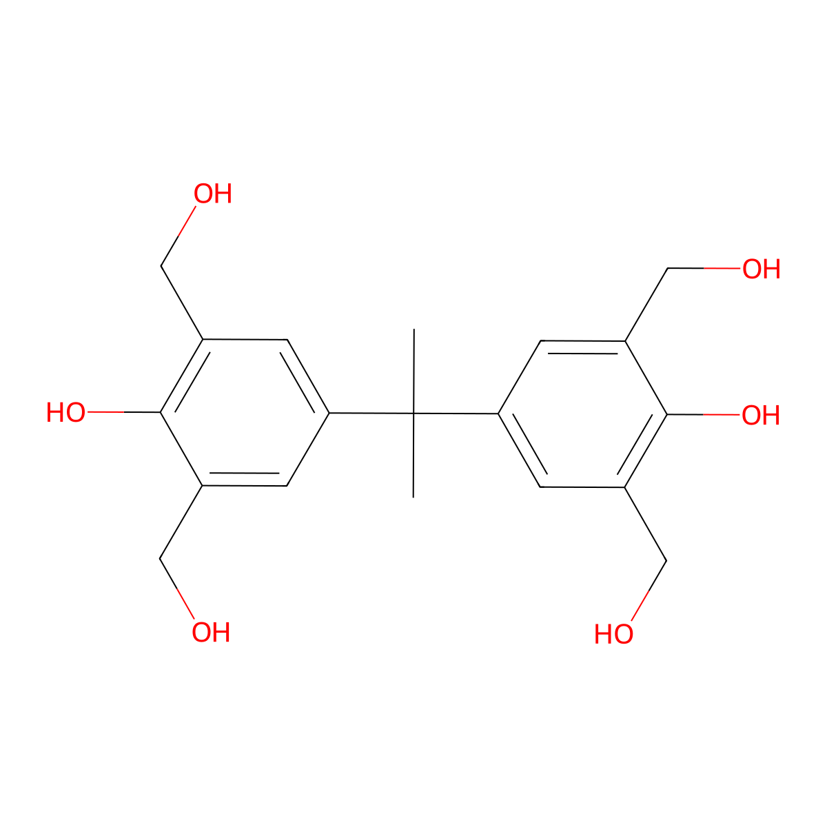 1,3-Benzenedimethanol, 5,5'-(1-methylethylidene)bis[2-hydroxy- molecular structure, CAS 3957-22-0