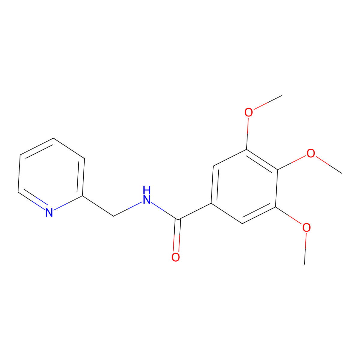 3,4,5-trimethoxy-N-(pyridin-2-ylmethyl)benzamide molecular structure, CAS 3957-46-8