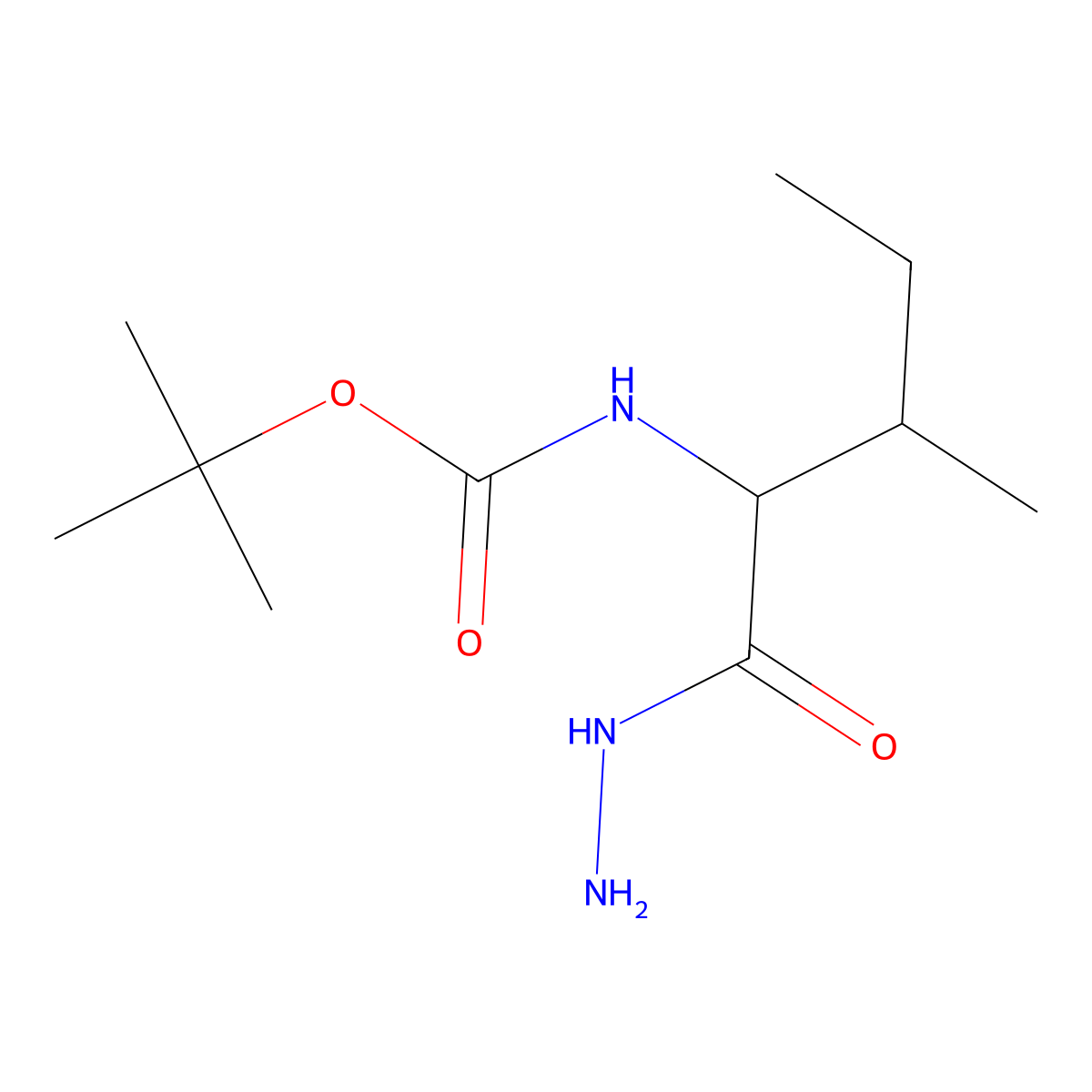 tert-butyl [(1S)-1-(hydrazinocarbonyl)-2-methylbutyl]carbamate molecular structure, CAS 39571-37-4