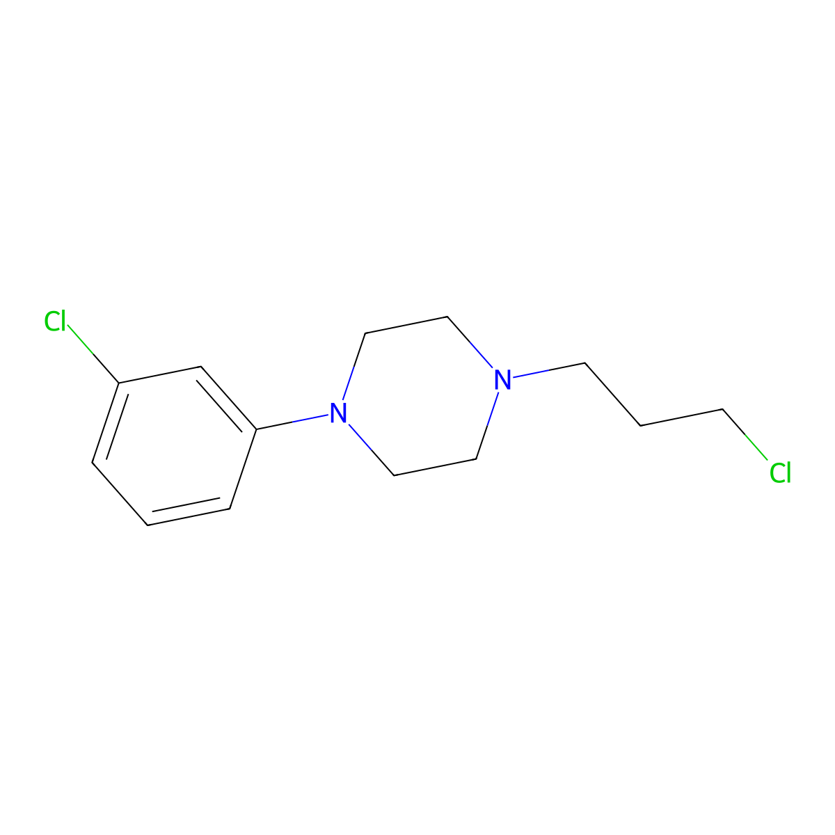 1-(3-Chlorophenyl)-4-(3-chloropropyl)-piperazine molecular structure, CAS 39577-43-0