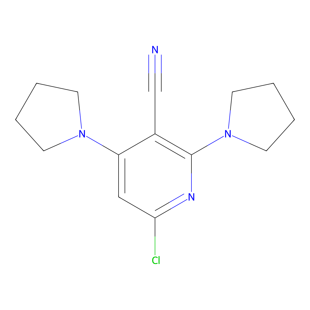 6-Chloro-2,4-di(1-pyrrolidinyl)nicotinonitrile molecular structure, CAS 39581-24-3