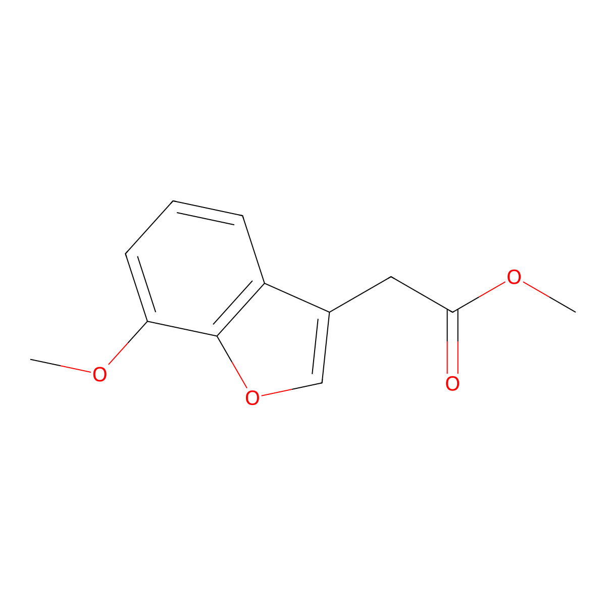 Methyl 2-(7-methoxybenzofuran-3-yl)acetate molecular structure, CAS 39581-49-2