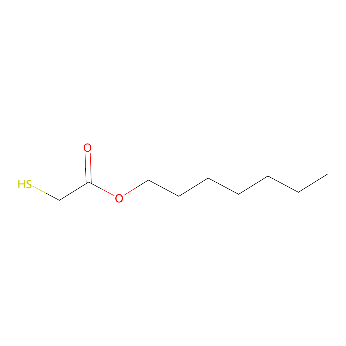 Heptyl mercaptoacetate molecular structure, CAS 39583-10-3