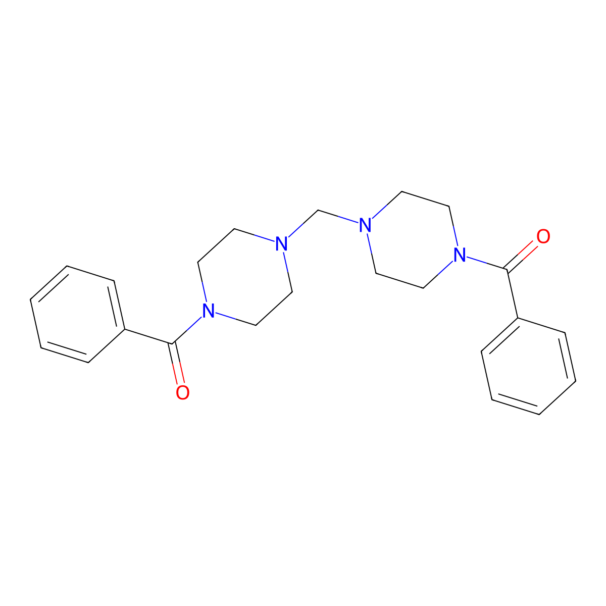 1-Benzoyl-4-[(4-benzoylpiperazin-1-yl)methyl]piperazine molecular structure, CAS 39585-46-1