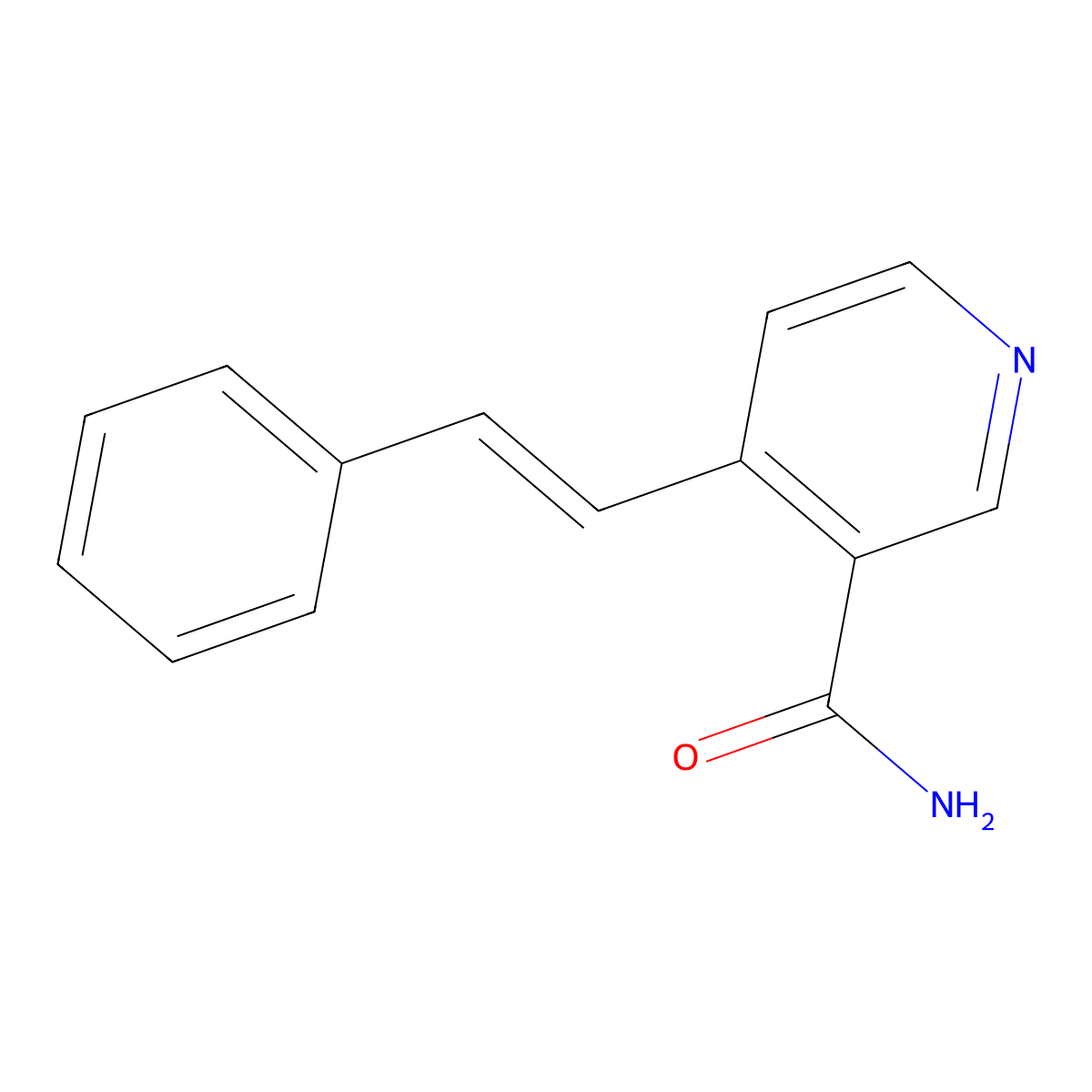 3-Pyridinecarboxamide, 4-(2-phenylethenyl)-, (E)- molecular structure, CAS 39585-48-3