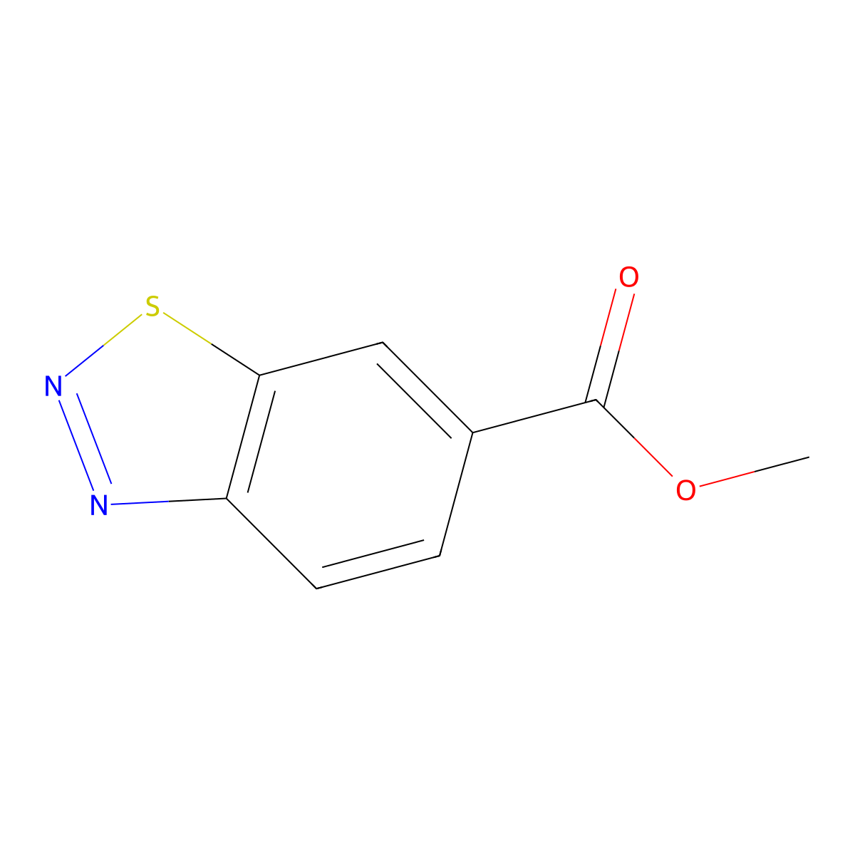 Methyl 1,2,3-benzothiadiazole-6-carboxylate molecular structure, CAS 39588-43-7
