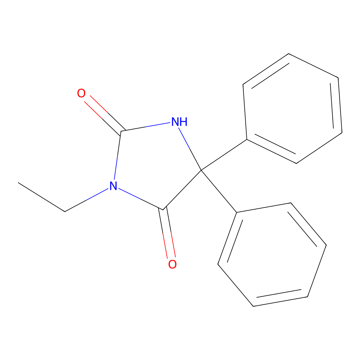 3-Ethyl-5,5-diphenylhydantoin molecular structure, CAS 39588-47-1