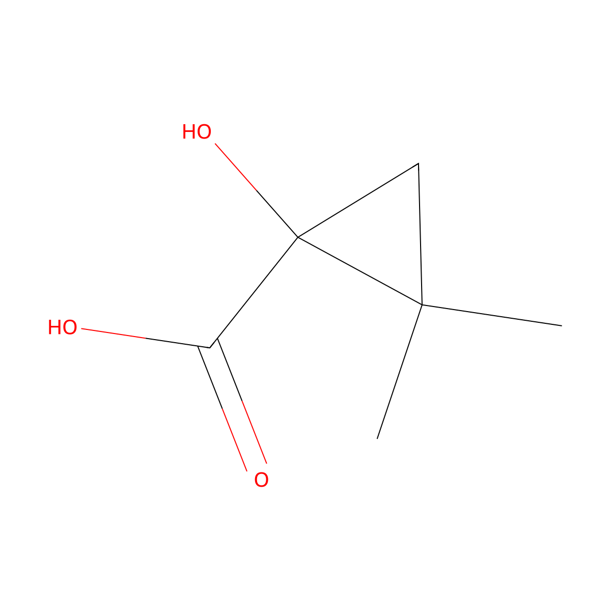 1-Hydroxy-2,2-dimethylcyclopropane-1-carboxylic acid molecular structure, CAS 39590-75-5