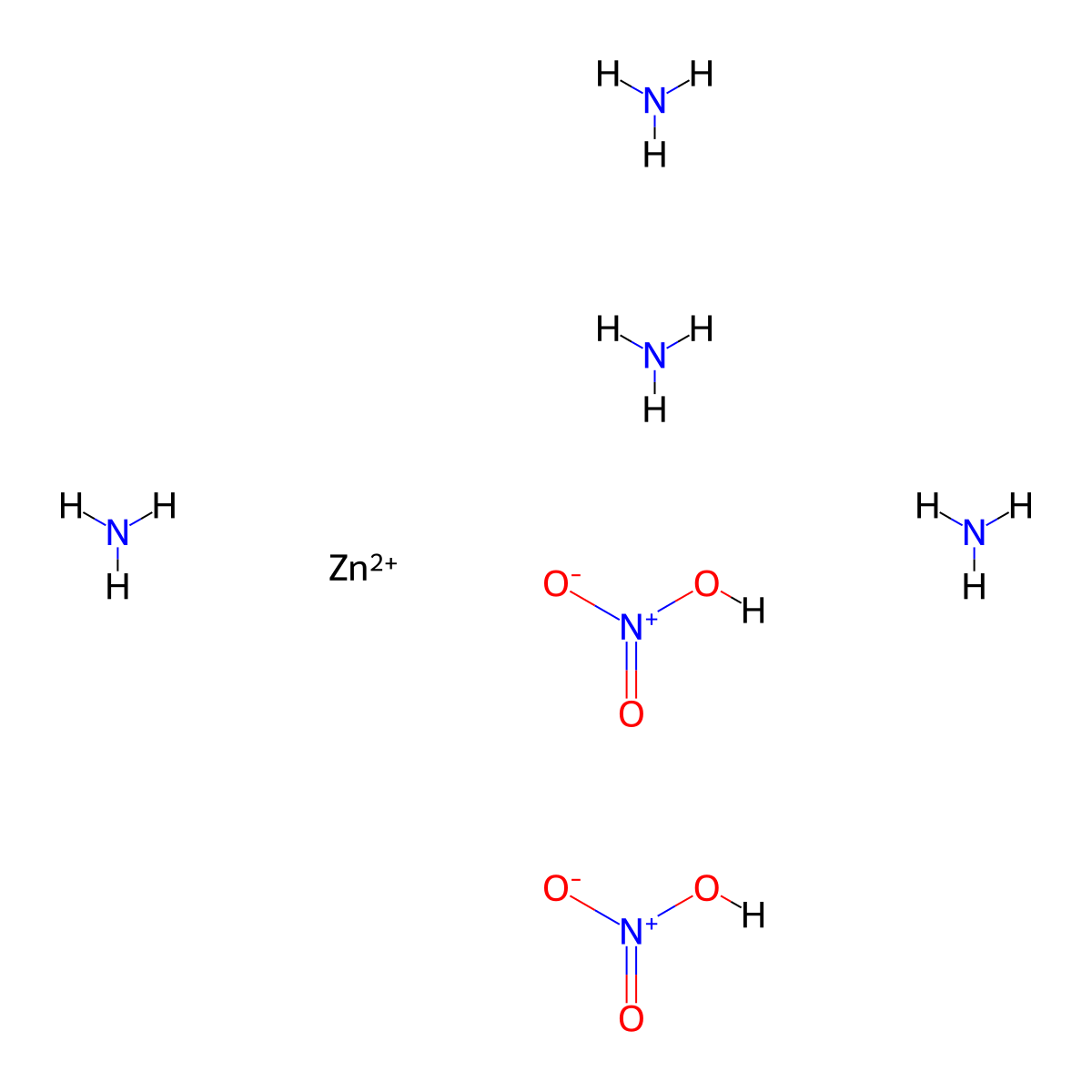 Zinc(2+), tetraammine-, (T-4)-, nitrate (1:2) molecular structure, CAS 39599-16-1