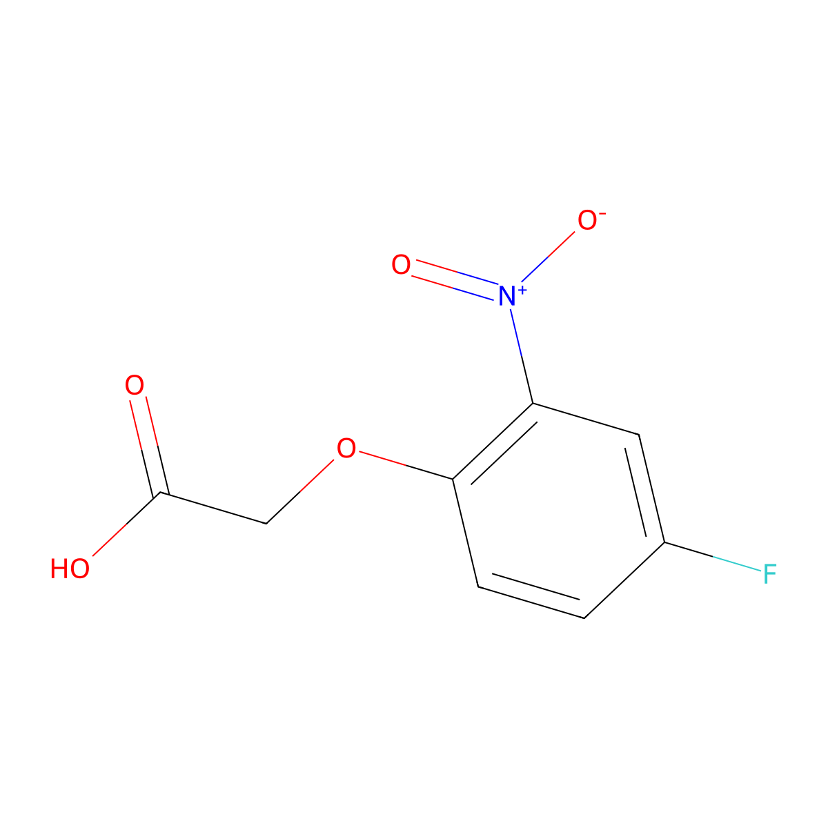 4-Fluoro-2-nitrophenoxyacetic acid molecular structure, CAS 396-15-6