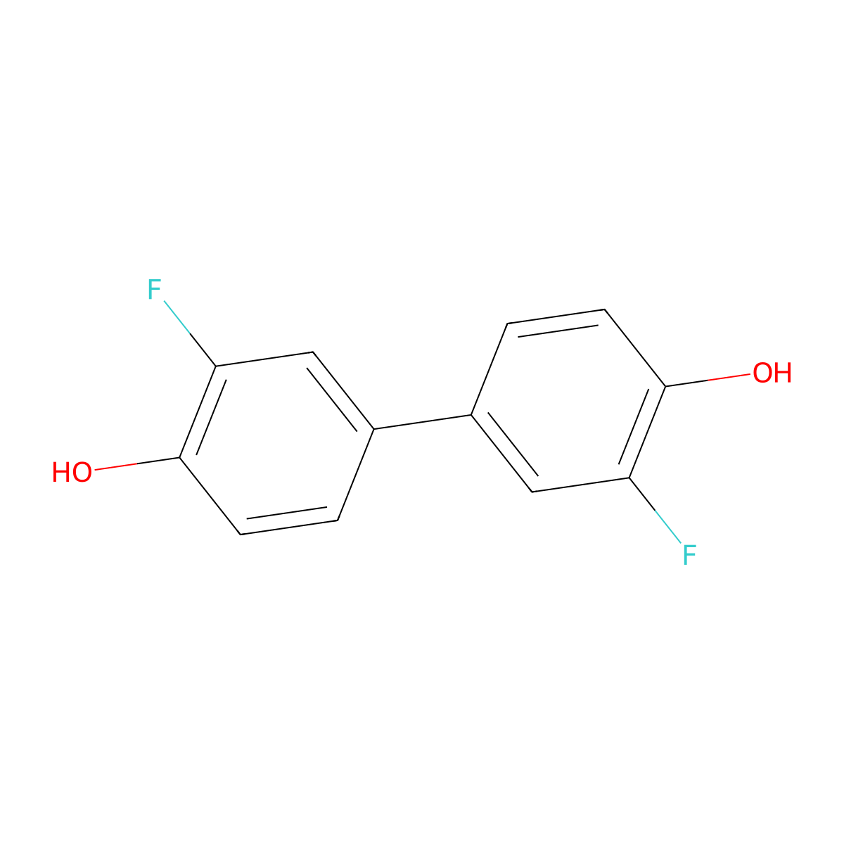 3,3'-Difluoro-4,4'-dihydroxybiphenyl molecular structure, CAS 396-86-1