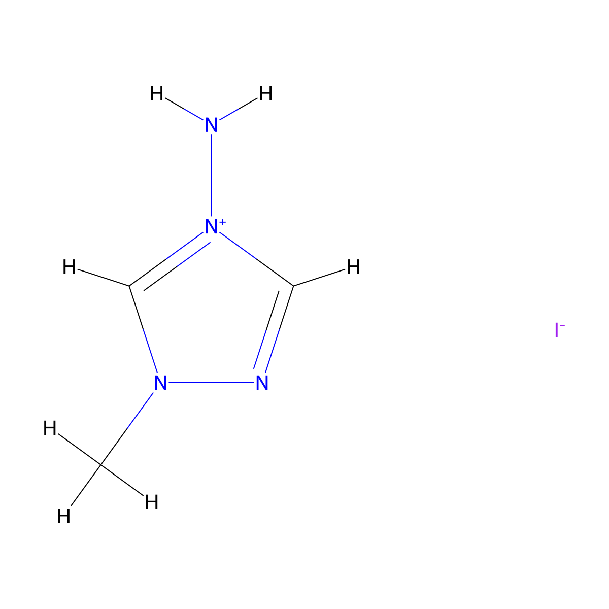 4-Amino-1-methyl-4H-1,2,4-triazol-1-ium iodide molecular structure, CAS 39602-93-2
