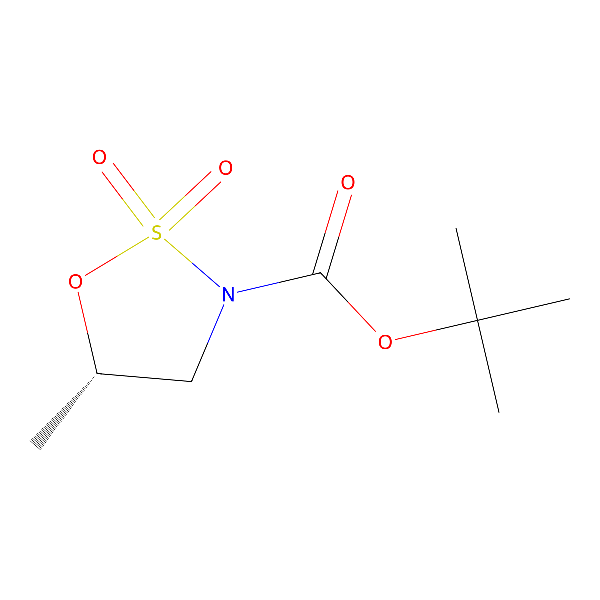 (s)-Tert-butyl 5-methyl-1,2,3-oxathiazolidine-3-carboxylate 2,2-dioxide molecular structure, CAS 396074-50-3