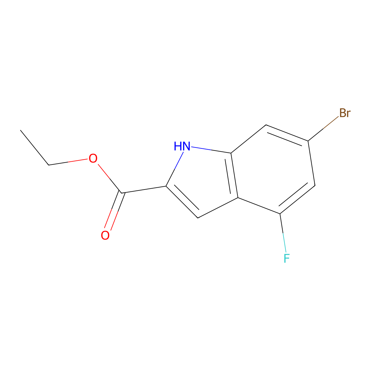 ethyl 6-bromo-4-fluoro-1H-indole-2-carboxylate molecular structure, CAS 396075-55-1