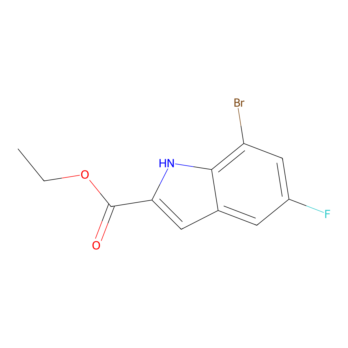 Ethyl 7-bromo-5-fluoro-1H-indole-2-carboxylate molecular structure, CAS 396076-60-1