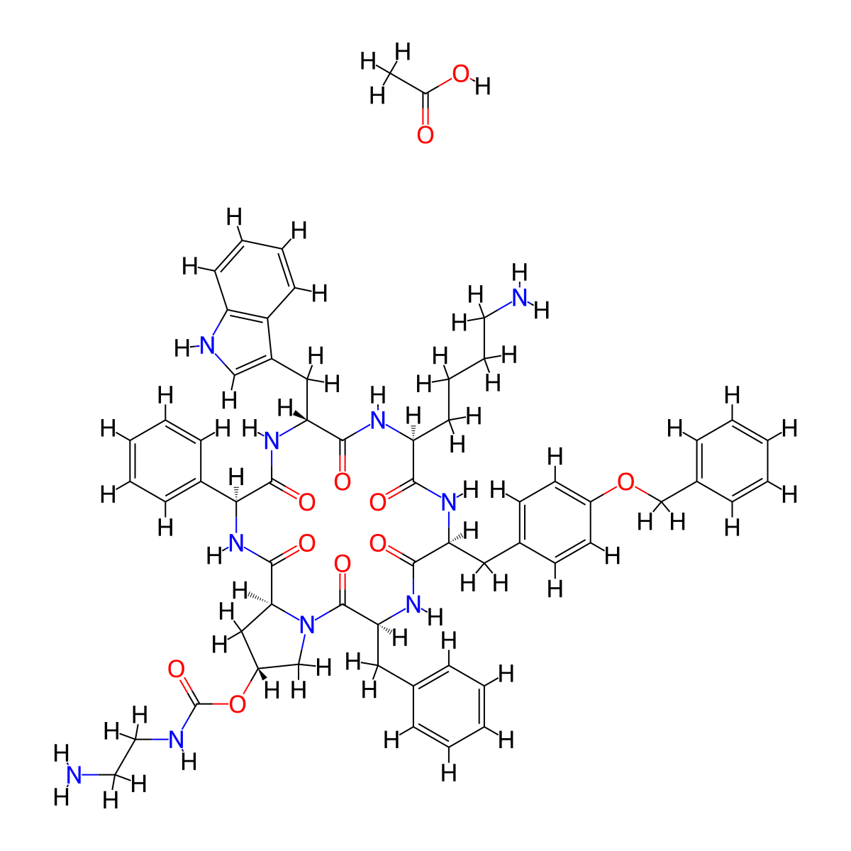 Pasireotide acetate molecular structure, CAS 396091-76-2