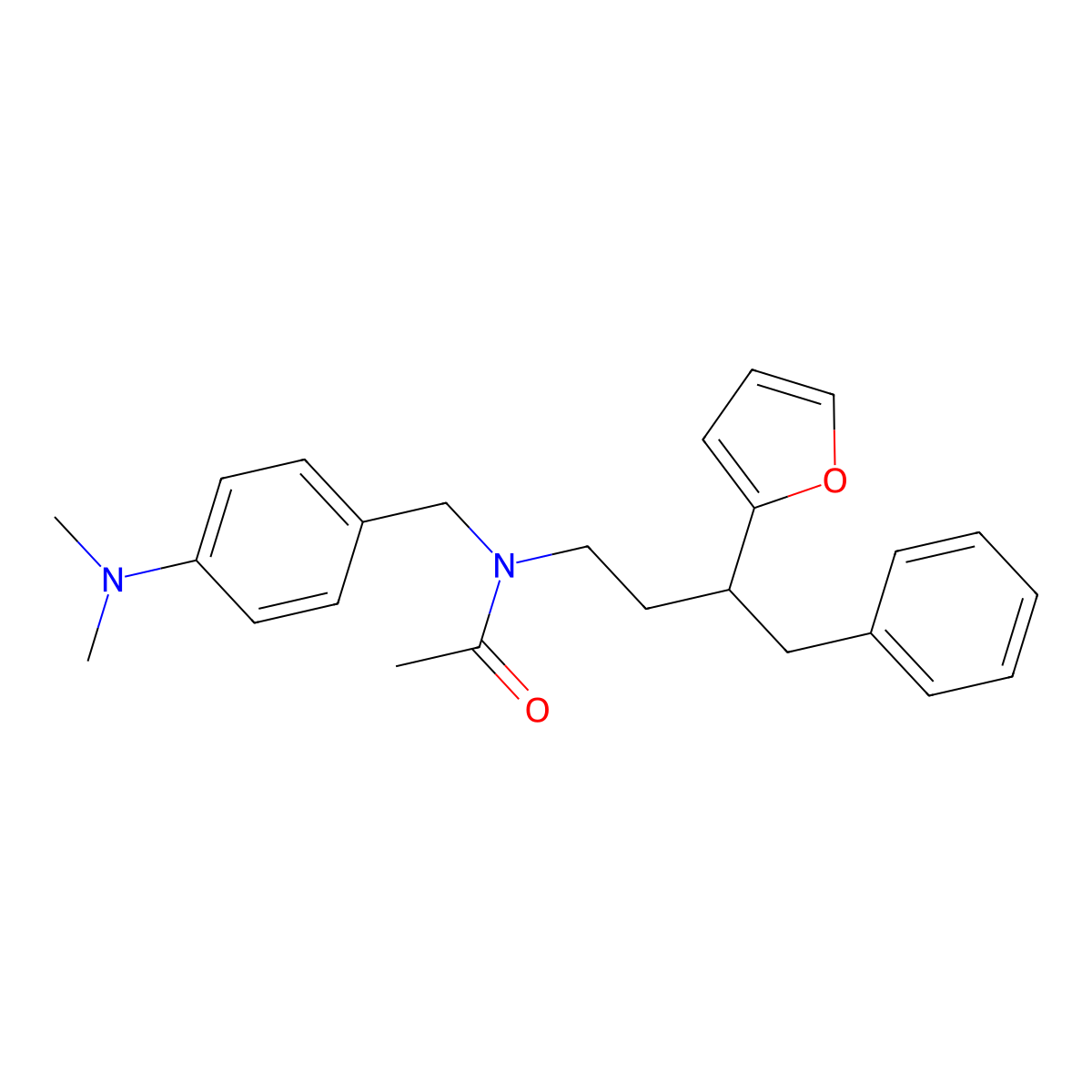 N-(4-(dimethylamino)benzyl)-N-(3-(furan-2-yl)-4-phenylbutyl)acetamide molecular structure, CAS 396096-85-8