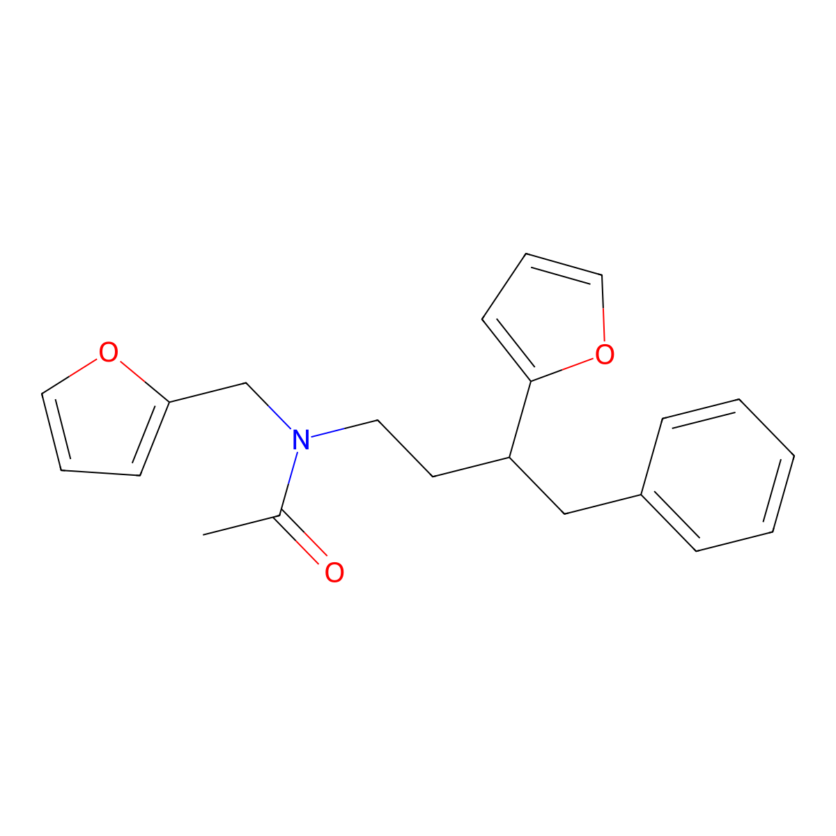 N-(furan-2-ylmethyl)-N-[3-(furan-2-yl)-4-phenylbutyl]acetamide molecular structure, CAS 396099-37-9