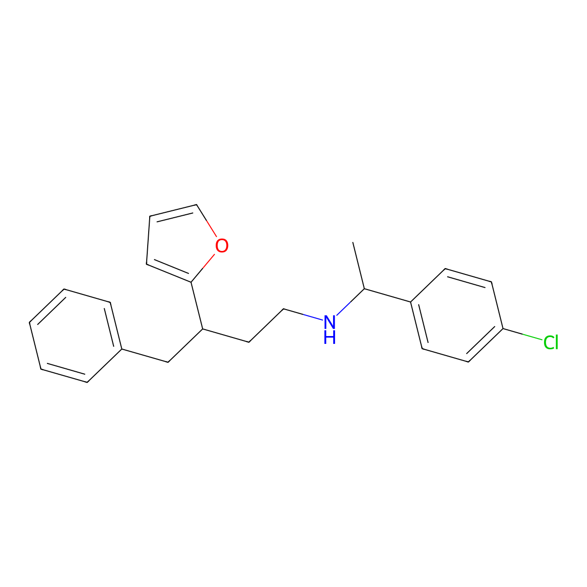 N-[1-(4-chlorophenyl)ethyl]-3-(furan-2-yl)-4-phenylbutan-1-amine molecular structure, CAS 396100-71-3