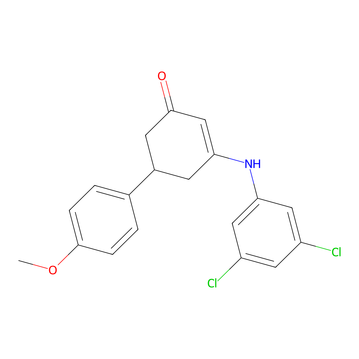 3-(3,5-Dichloroanilino)-5-(4-methoxyphenyl)cyclohex-2-en-1-one molecular structure, CAS 396102-40-2