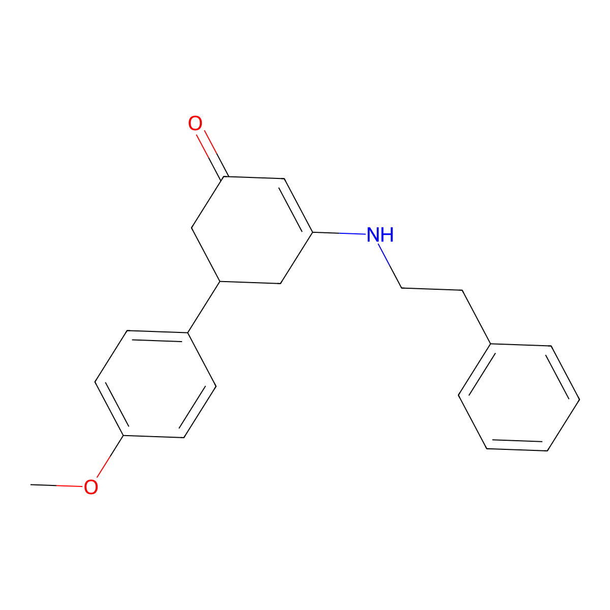 5-(4-Methoxyphenyl)-3-[(2-phenylethyl)amino]cyclohex-2-en-1-one molecular structure, CAS 396104-53-3