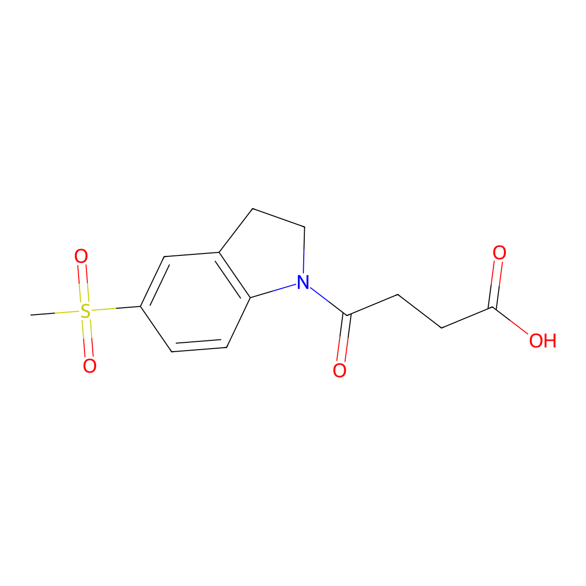 4-[5-(Methylsulfonyl)-2,3-dihydro-1H-indol-1-yl]-4-oxobutanoic acid molecular structure, CAS 396105-96-7