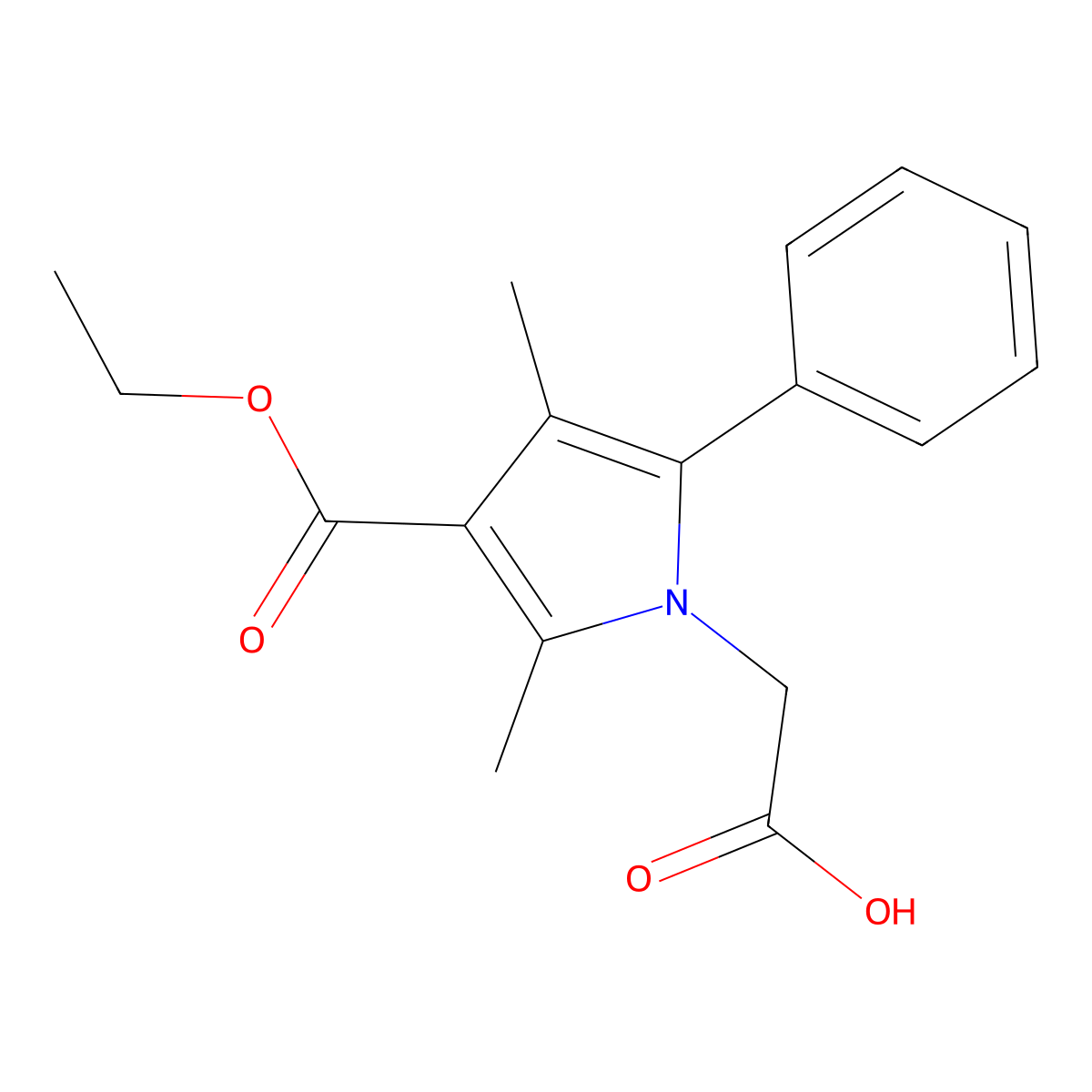 3-(Ethoxycarbonyl)-2,4-dimethyl-5-phenyl-1H-pyrrole-1-acetic acid molecular structure, CAS 396123-24-3