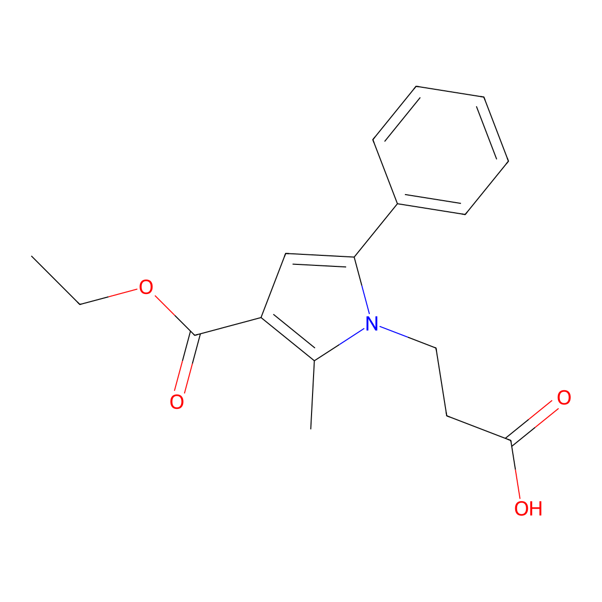 3-[3-(ethoxycarbonyl)-2-methyl-5-phenyl-1H-pyrrol-1-yl]propanoic acid molecular structure, CAS 396123-27-6