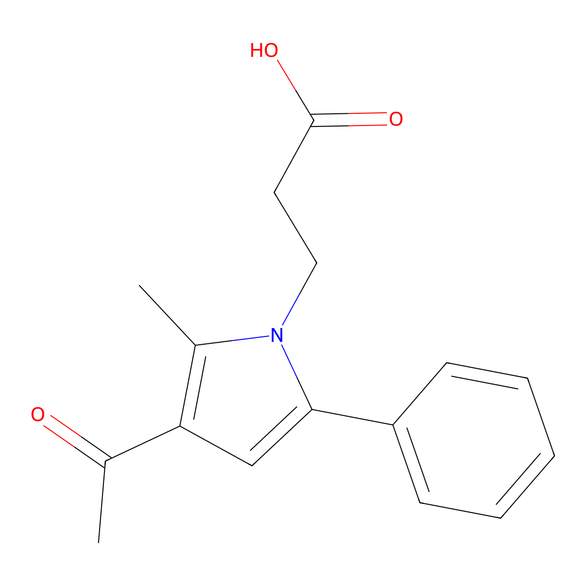 3-(3-acetyl-2-methyl-5-phenyl-1H-pyrrol-1-yl)propanoic acid molecular structure, CAS 396123-28-7
