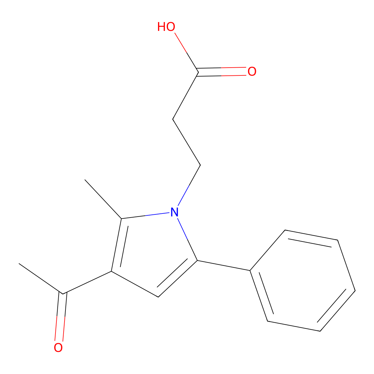 3-(3-acetyl-2-methyl-5-phenyl-1H-pyrrol-1-yl)propanoic acid molecular structure, CAS 396123-28-7