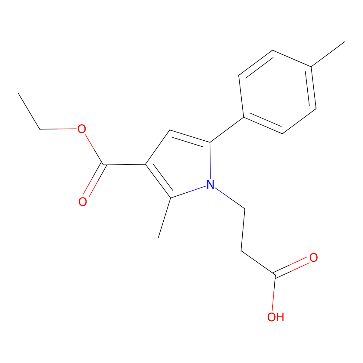 3-[3-(ethoxycarbonyl)-2-methyl-5-(4-methylphenyl)-1H-pyrrol-1-yl]propanoic acid molecular structure, CAS 396123-31-2