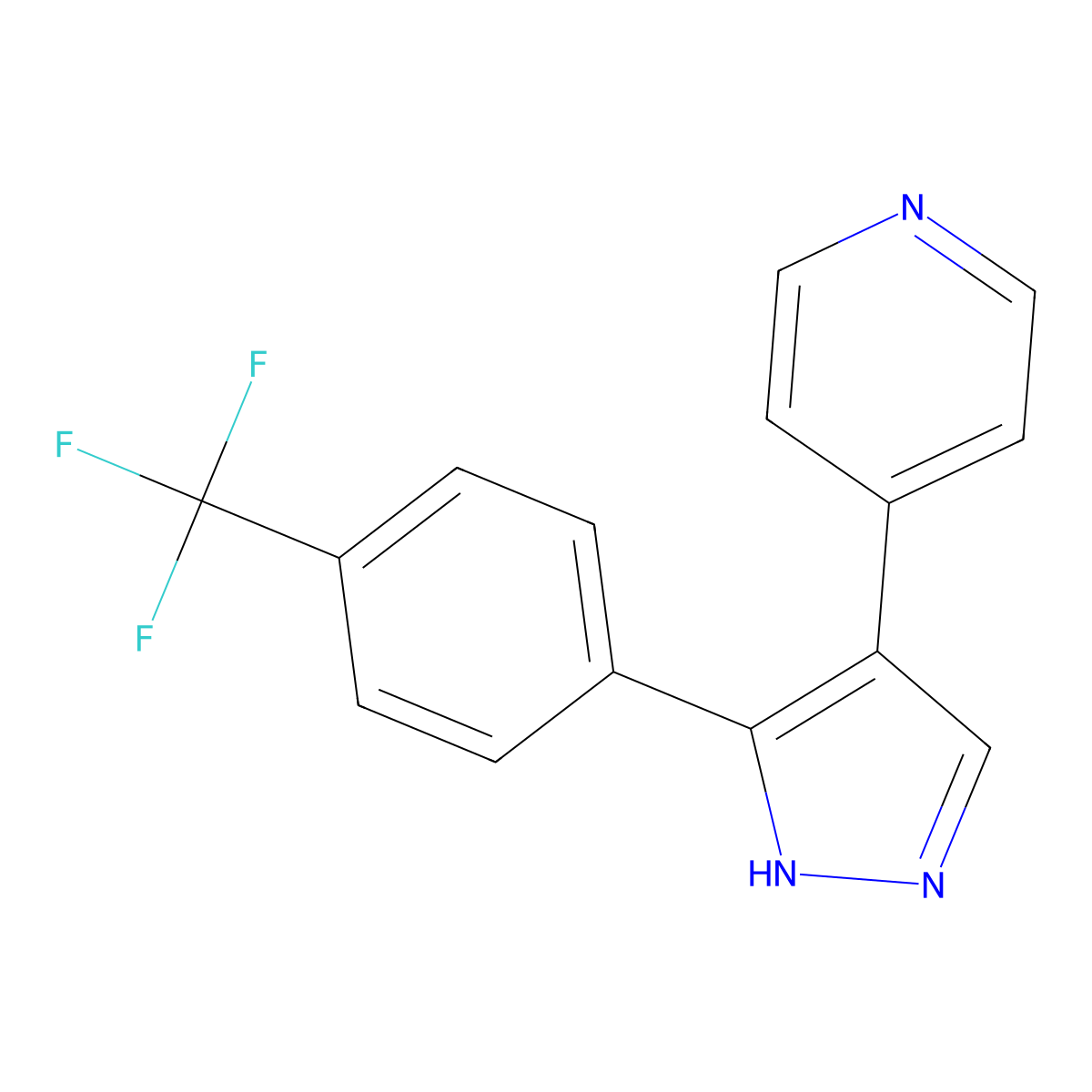 4-{3-[4-(Trifluoromethyl)phenyl]-1H-pyrazol-4-yl}-pyridine molecular structure, CAS 396129-66-1