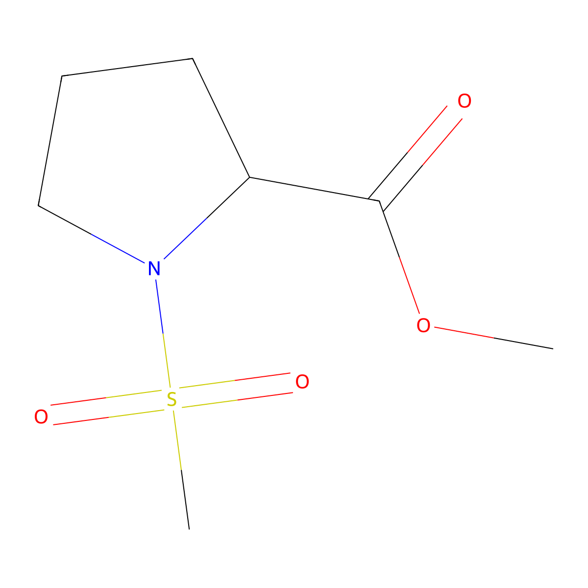 methyl (2S)-1-methanesulfonylpyrrolidine-2-carboxylate molecular structure, CAS 396131-95-6
