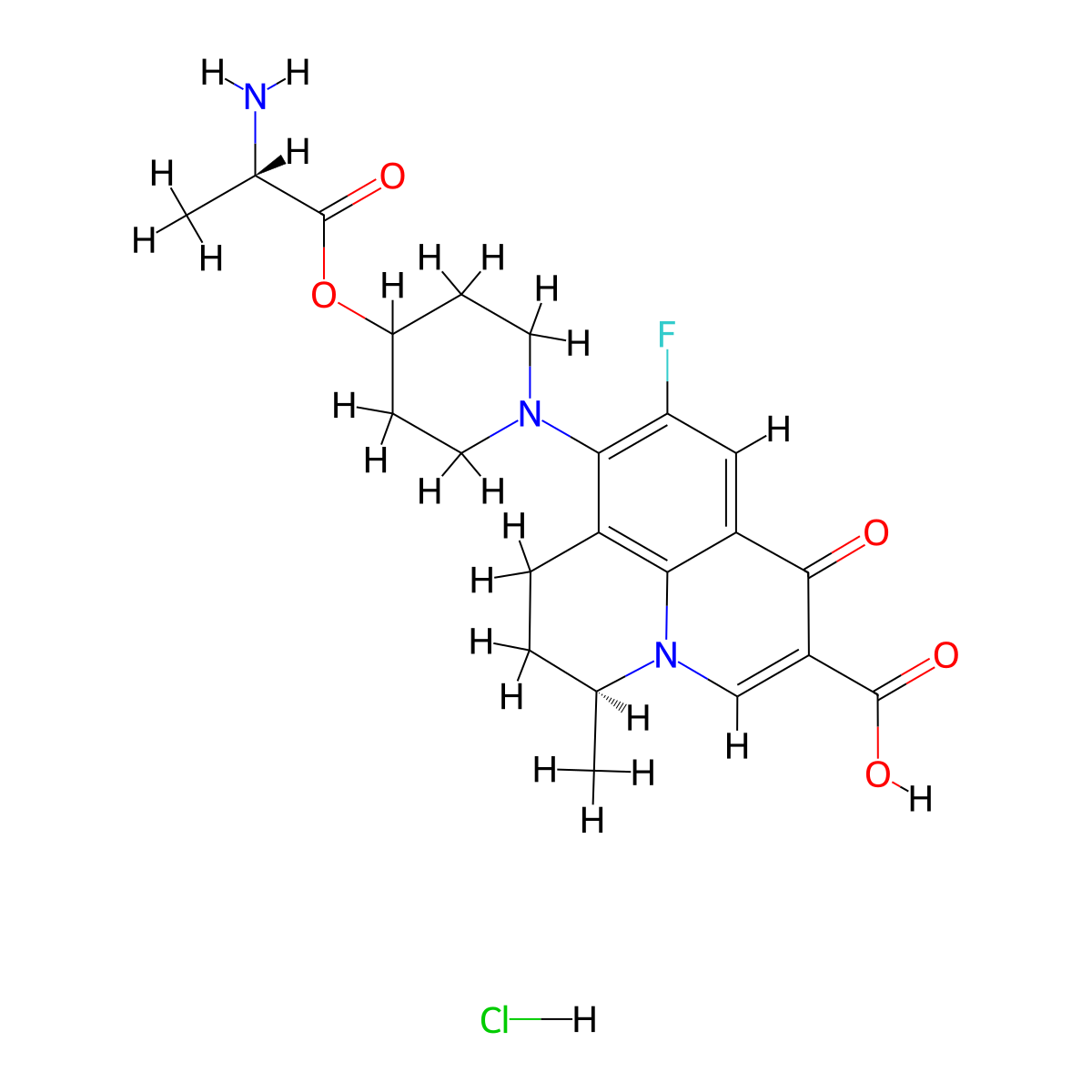 Alalevonadifloxacin hydrochloride molecular structure, CAS 396132-82-4