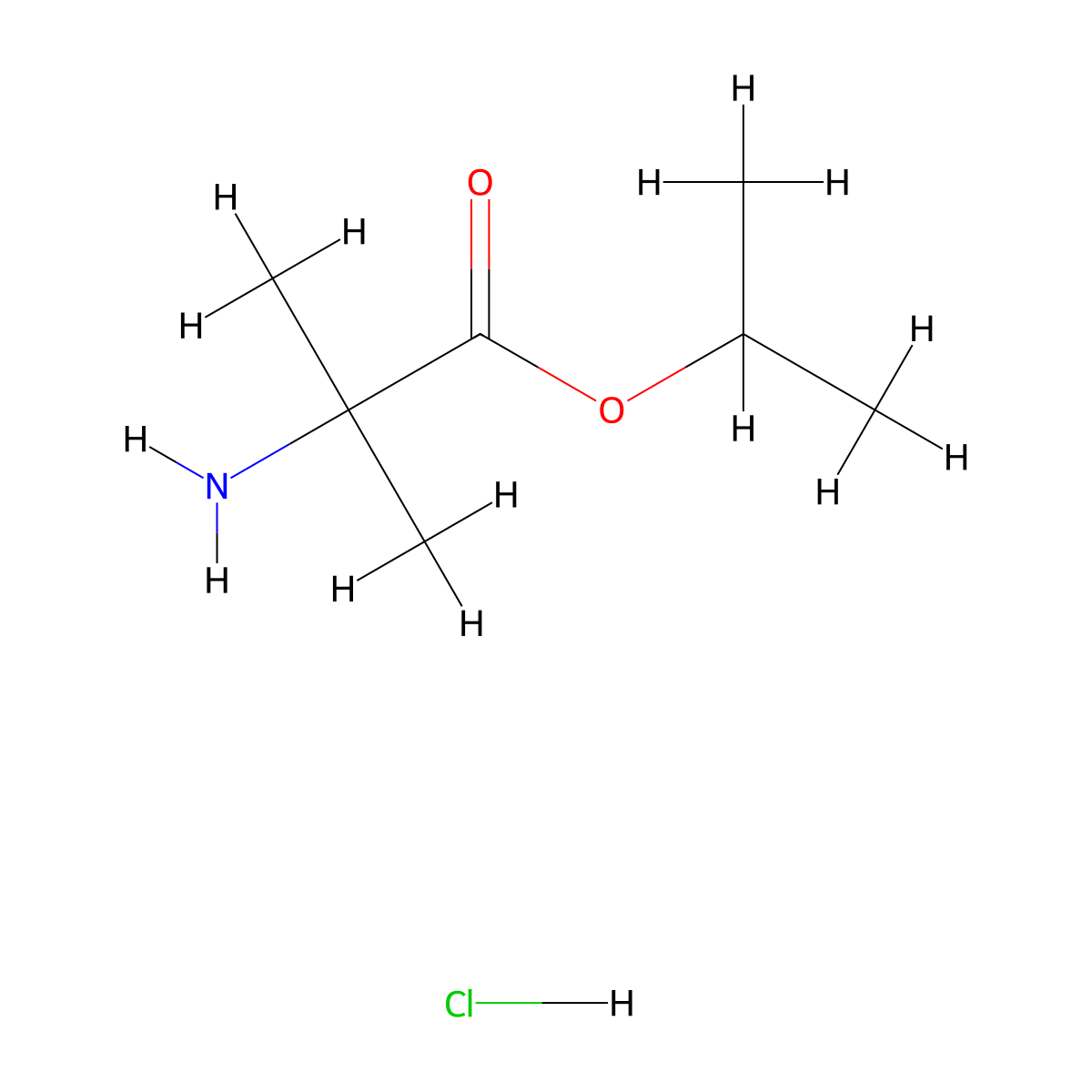 Isopropyl 2-amino-2-methylpropanoate hydrochloride molecular structure, CAS 39614-04-5
