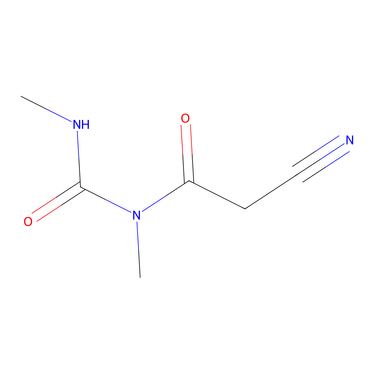 Acetamide, 2-cyano-N-methyl-N-[(methylamino)carbonyl]- molecular structure, CAS 39615-79-7
