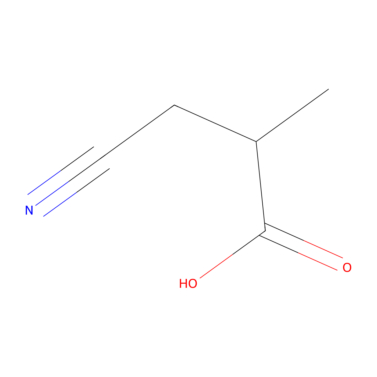 3-Cyano-2-methylpropanoic acid molecular structure, CAS 39621-27-7