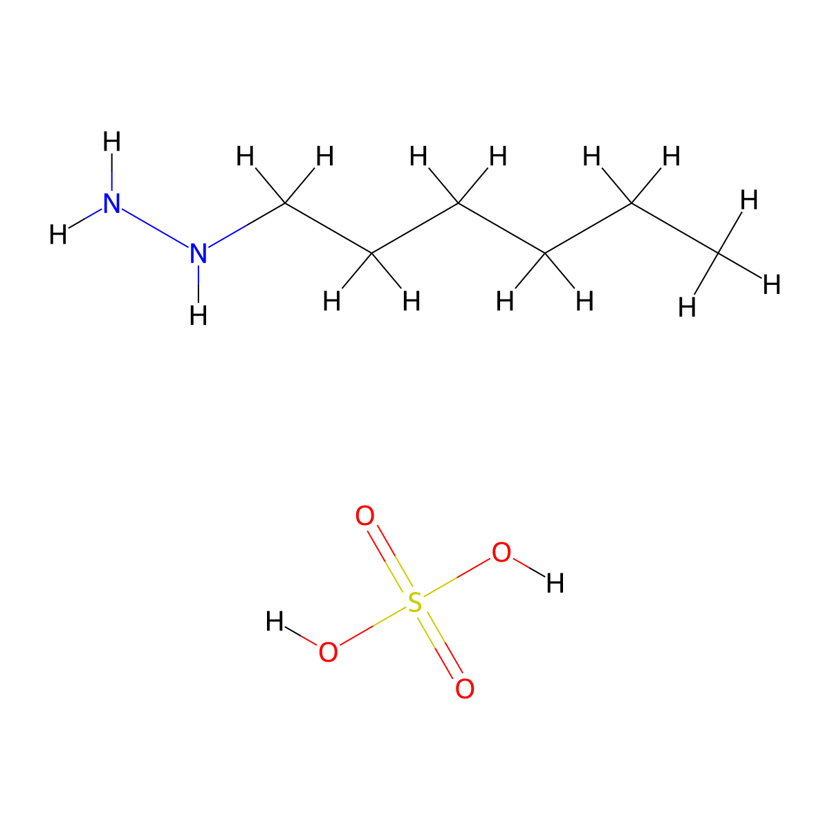 Hydrazine, hexyl-, sulfate molecular structure, CAS 39624-88-9
