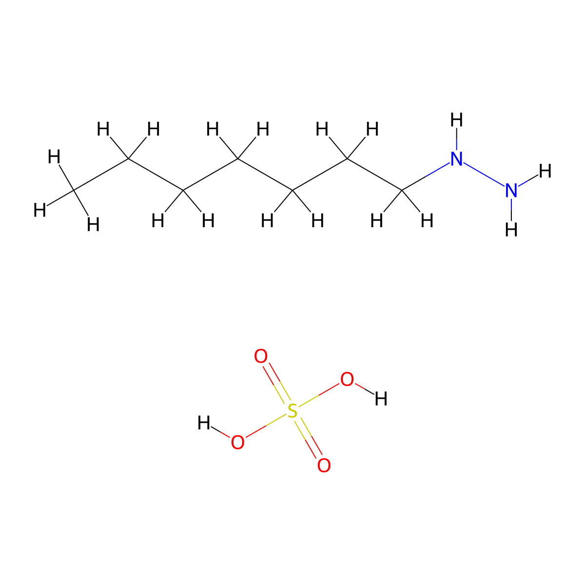 Hydrazine, heptyl-, sulfate molecular structure, CAS 39624-89-0