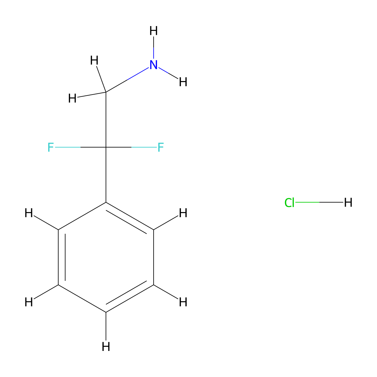 2,2-Difluoro-2-phenylethan-1-amine hydrochloride molecular structure, CAS 39625-10-0