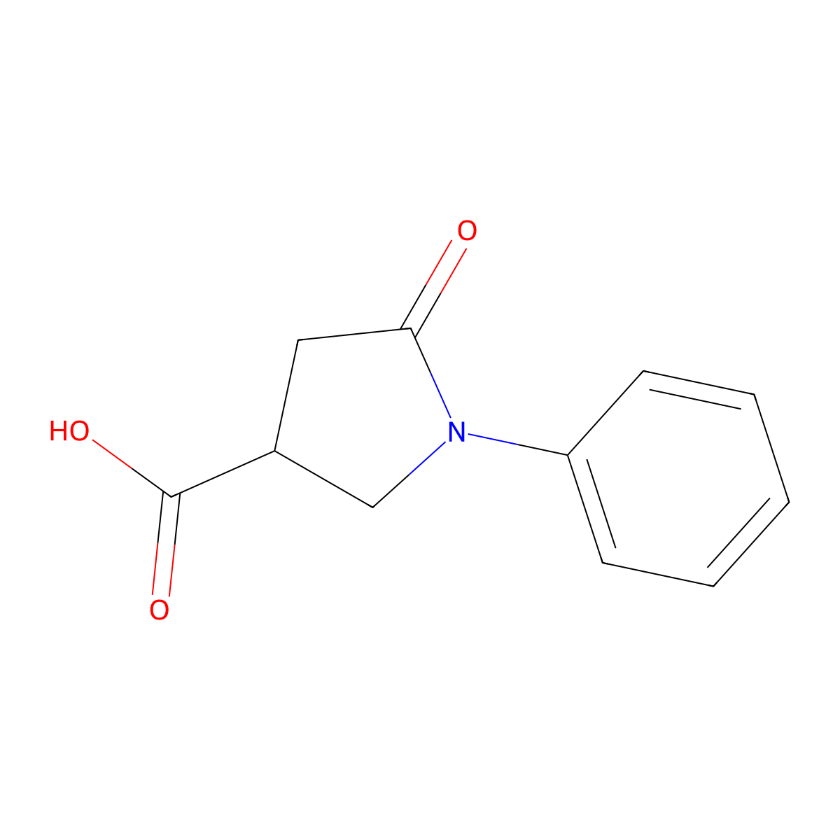 5-Oxo-1-phenylpyrrolidine-3-carboxylic acid molecular structure, CAS 39629-86-2
