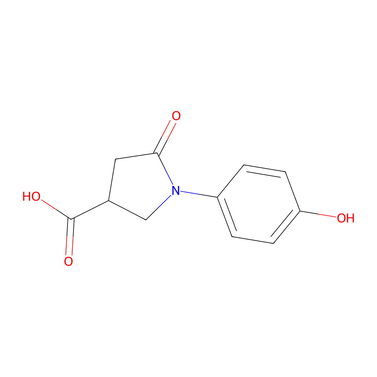 1-(4-Hydroxyphenyl)-5-oxopyrrolidine-3-carboxylic acid molecular structure, CAS 39629-88-4