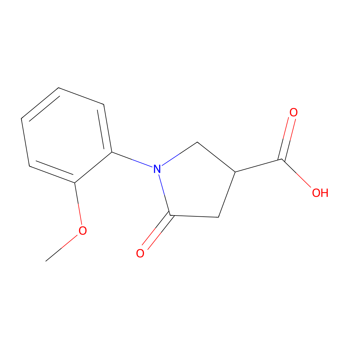 1-(2-Methoxyphenyl)-5-oxopyrrolidine-3-carboxylic acid molecular structure, CAS 39629-90-8