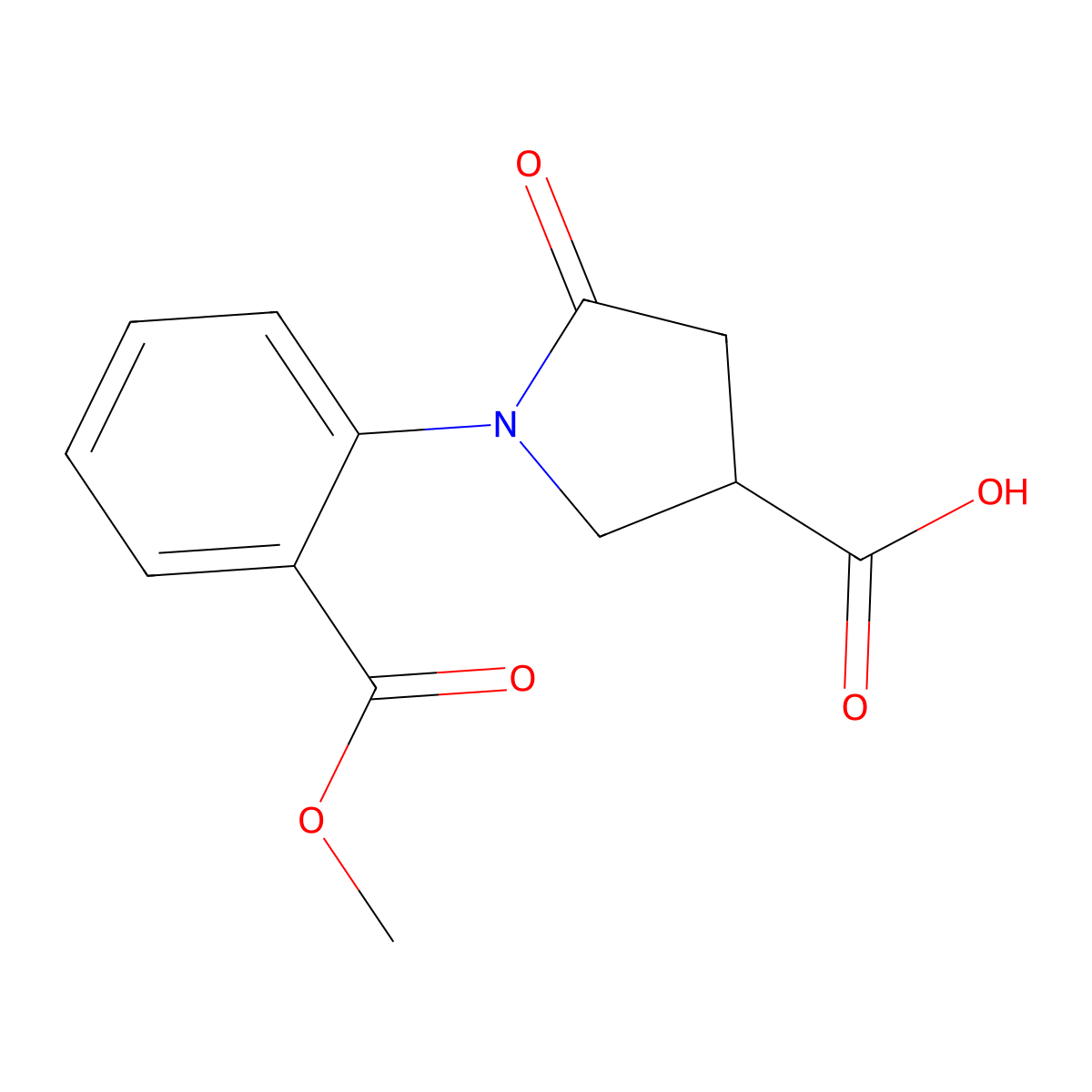 1-[2-(Methoxycarbonyl)phenyl]-5-oxopyrrolidine-3-carboxylic acid molecular structure, CAS 39629-93-1