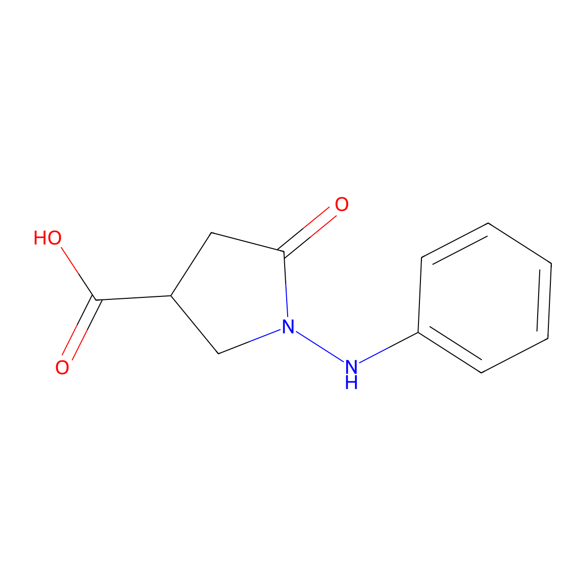 1-Anilino-5-oxopyrrolidine-3-carboxylic acid molecular structure, CAS 39629-94-2