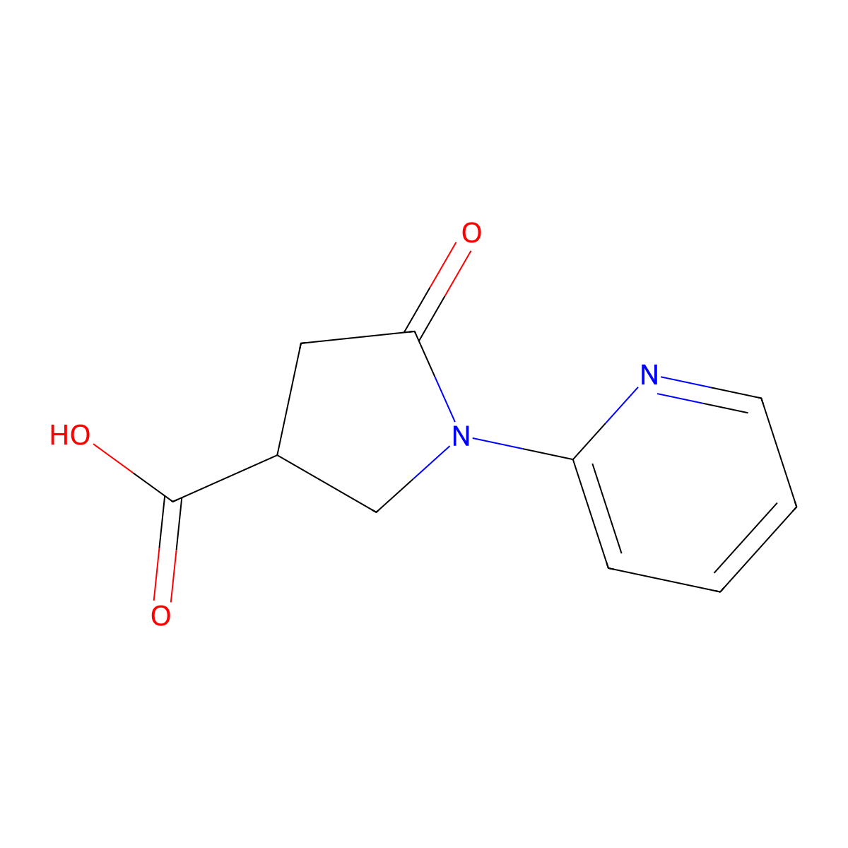 5-Oxo-1-(2-pyridyl)pyrrolidine-3-carboxylic acid molecular structure, CAS 39629-95-3