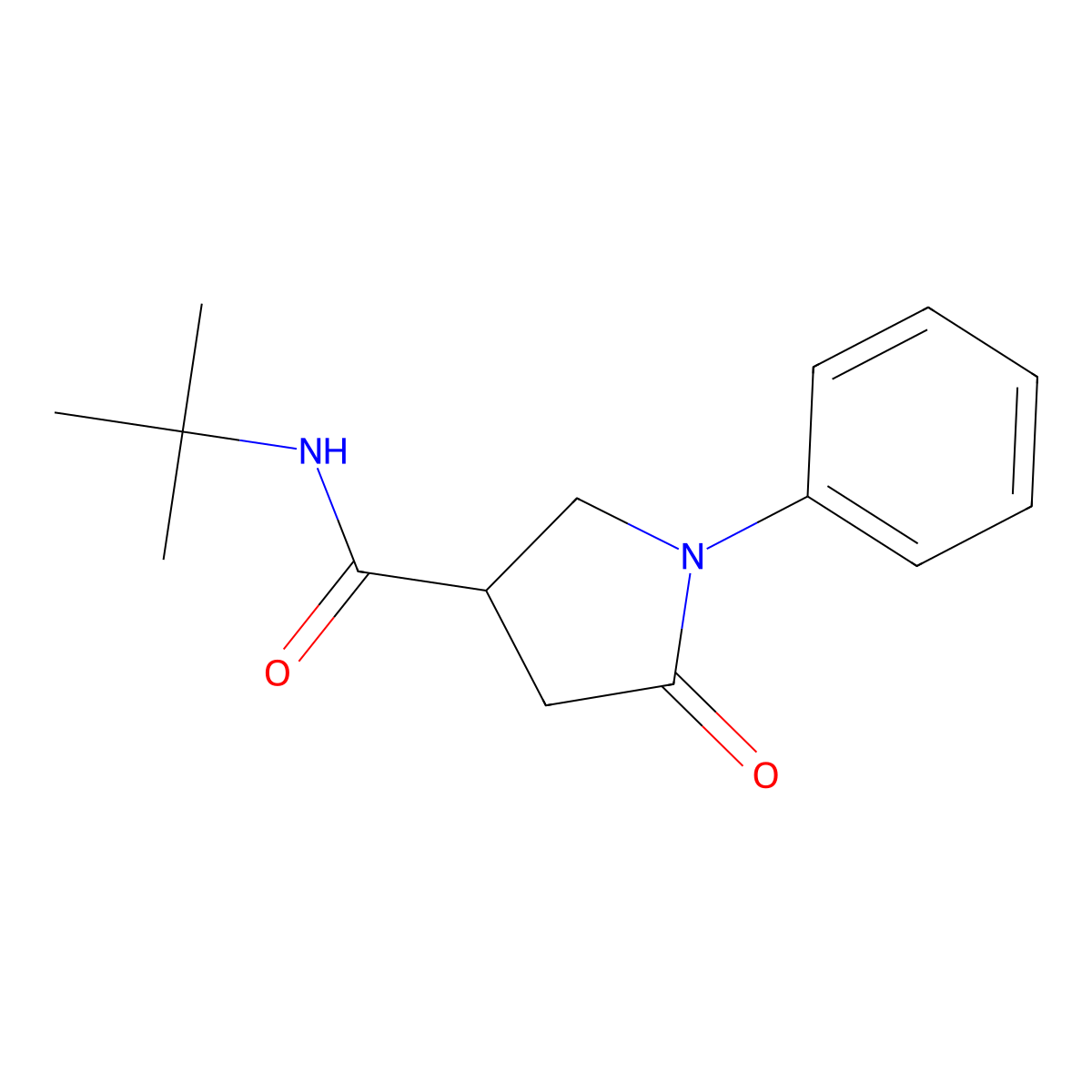 4-Pyrrolidinecarboxamide, N-(tert-butyl)-2-oxo-1-phenyl molecular structure, CAS 39629-96-4